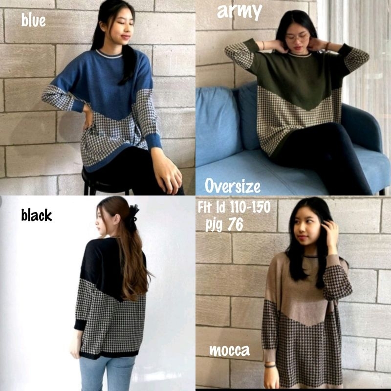 Atasan rajut wanita jumbo bigsize import/kaos rajut wanita oversize real pict/blus rajut wanita