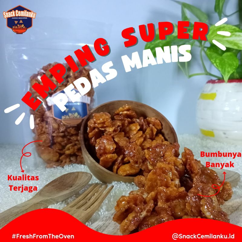 

Snack Cemilan Emping Melinjo Pedas Manis Premium 400 Gram