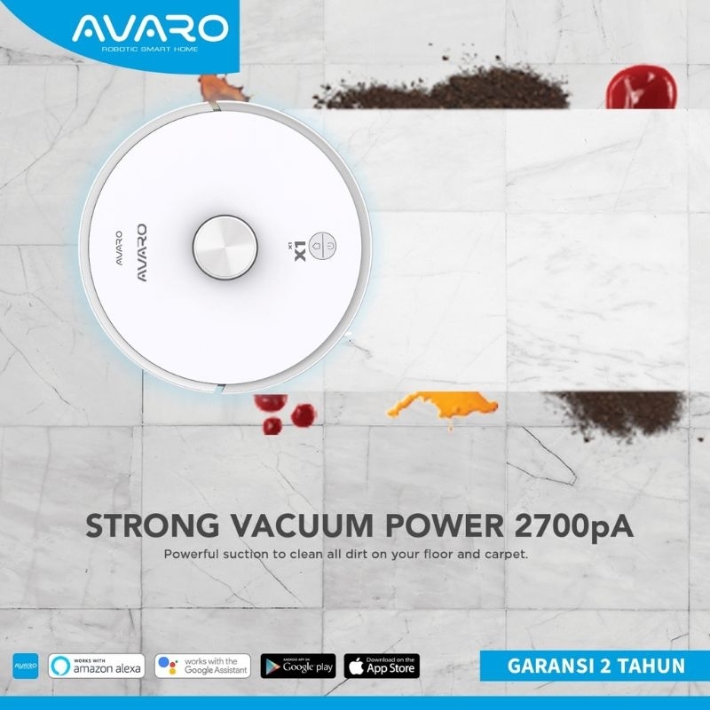 AVARO X1 Robot Vacuum Cleaner Portable Vacum Cleaner Rumah Vaccum Cleaner 3 in 1 Mode