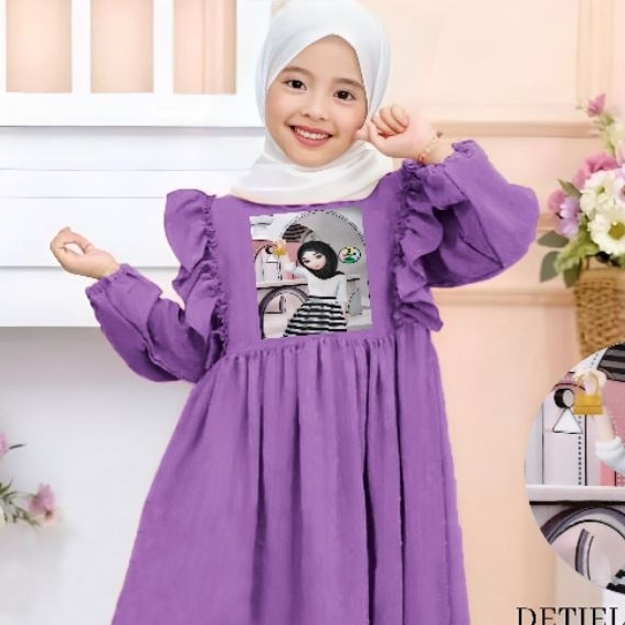 GAMIS ANAK CRINGKLE AERFLOW GAMIS ANAK PEREMPUAN TERBARU GAMBAR SELEBEW BAJU MUSLIM ANAK