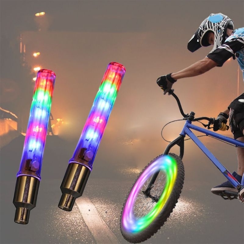 LAMPU PENTIL SEPEDA Bicycle 5LED Wheel Light Switch Hot Wheels Tail Light Bicycle Valve Light Dead Flying Mountain Bike