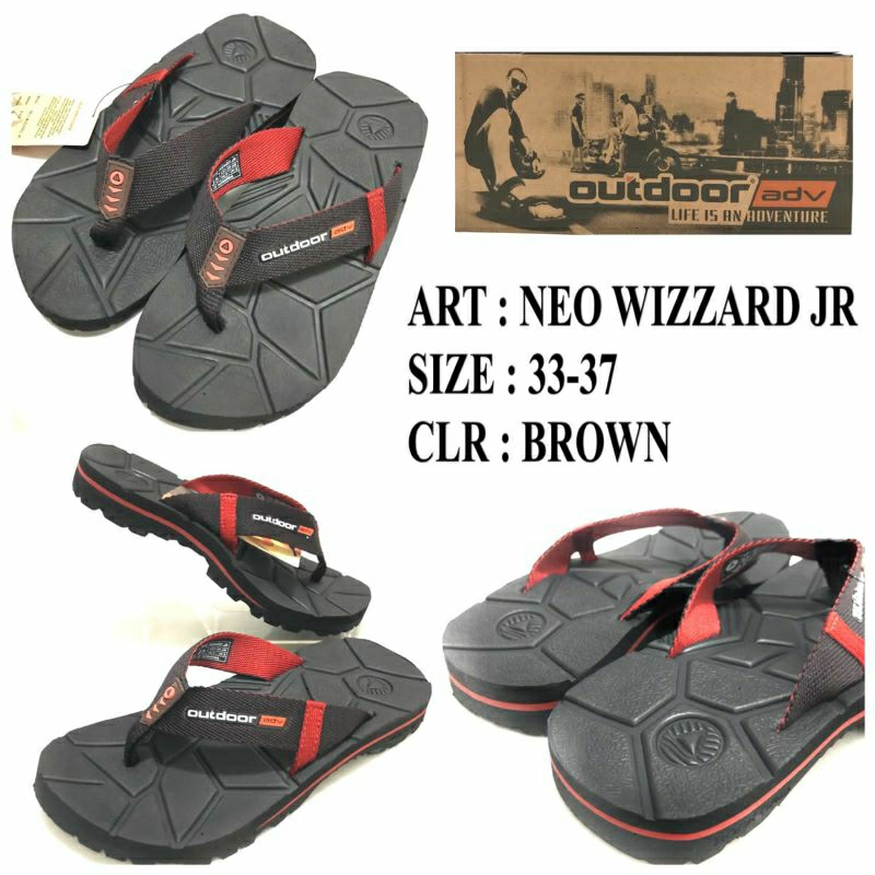SANDAL JAPIT ANAK GUNUNG BY OUTDOOR NEO WIZARD JR. SIZE 33-37. WARNA BROWN.