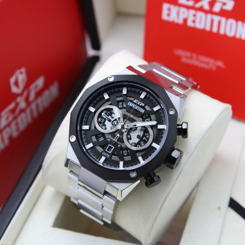 Jam tangan Expedition Exp 6834 original rantai stainless