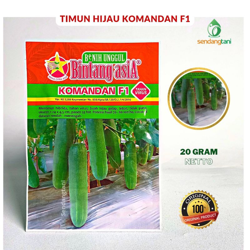 Benih Timun KOMANDAN F1 Bibit Mentimun Hijau Hibrida Cap Bintang Asia