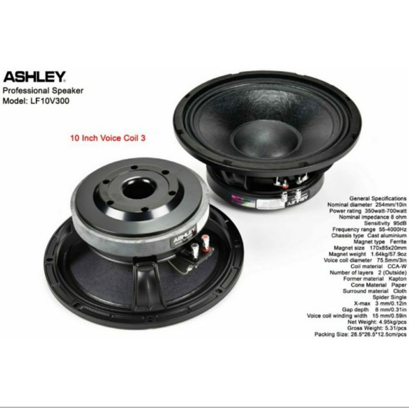 Komponen Ashley LF10V300/ LF10V 300 Speaker Ashley 10 INCH