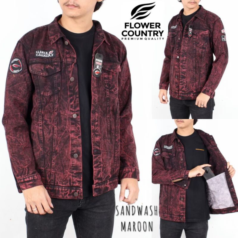 jaket jeans pria motif bordir original