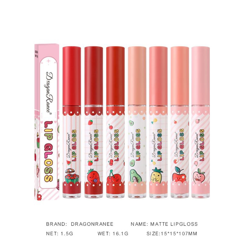 Lip Matte Waterproof Fruit Lip Glaze Color Matte Moisturizing Lipstik Matte Mist Finish Original Dragon Ranee Lipstik Tahan Lama