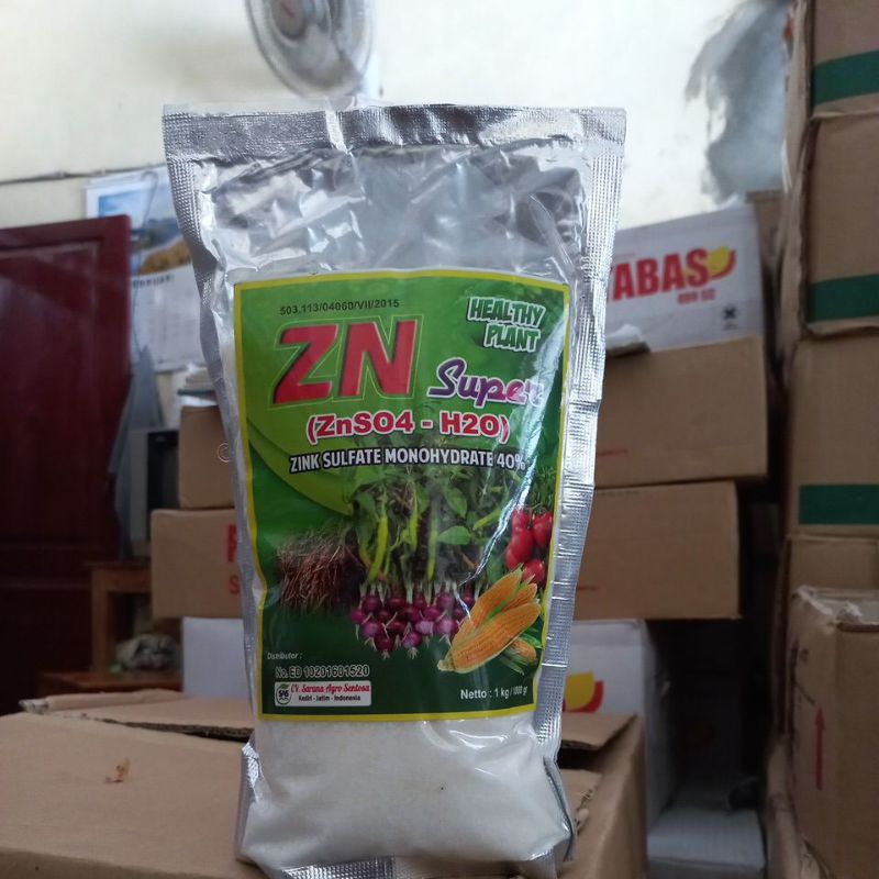 Pupuk ZN Super (ZnSO4 - H2O) Kemasan 1Kg - Pupuk untuk menetralkan tanaman padi yang asem aseman