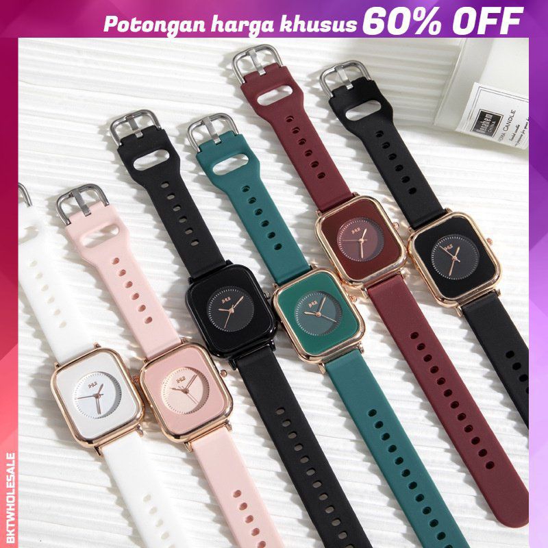 (Cod)Jam Tangan Wanita JJHui Analog Kota Strap Rubber/Karet(DiKirim Jakarta)