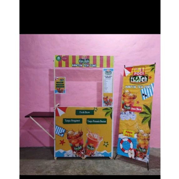 gerobak teh poci + dispenser besar + bonus bahan2 seharga 300k