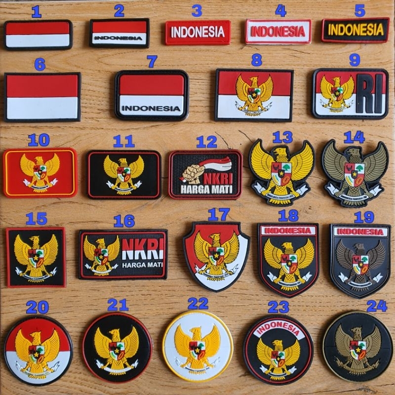 patch rubber logo garuda indonesia / rubber patch bendera merah putih / nkri harga mati / tempelan emblem karet velcro