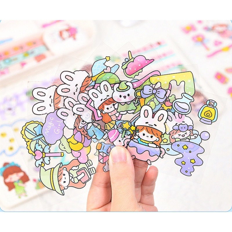 Stiker Korea viral isi 100 pcs scrap book motif momo girl sticker decor asthetic ellie sticker princess stiker kartun korea lucu