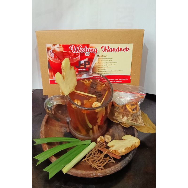 

10 saset wedang BandrekJ&P herbal premium rempah + gula batu tinggal seduh