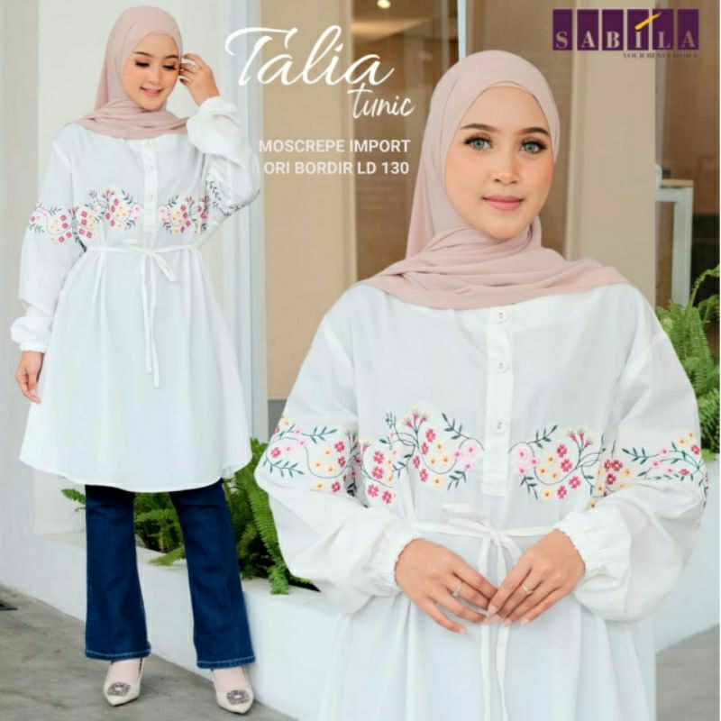 Anna long tunik putih bordir jumbo ld 120 xxl