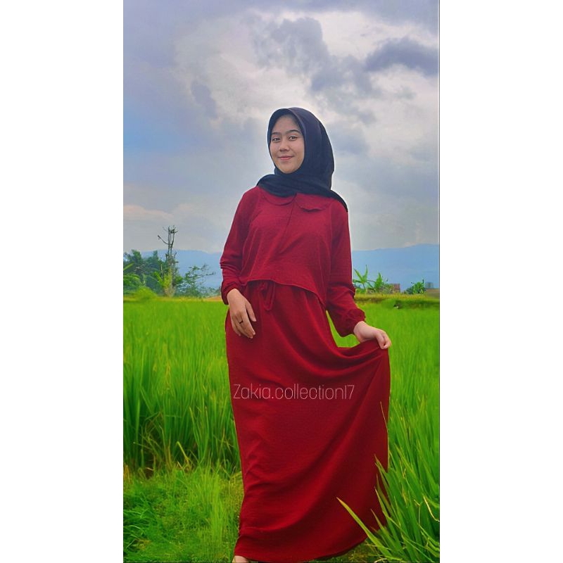 Gamis Remaja Terbaru (SABINA DRESS) BUSUI Cringkle Airflow Model Kekinian Trendt 2023 Fashion Muslim Style Viral Termurah