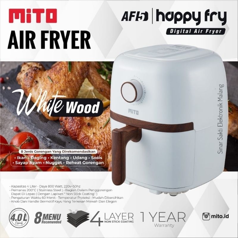 Air Fryer Mito AF5 AF 5 Happy Fry Kapasitas 4 Liter 4L Mitochiba Garansi Resmi