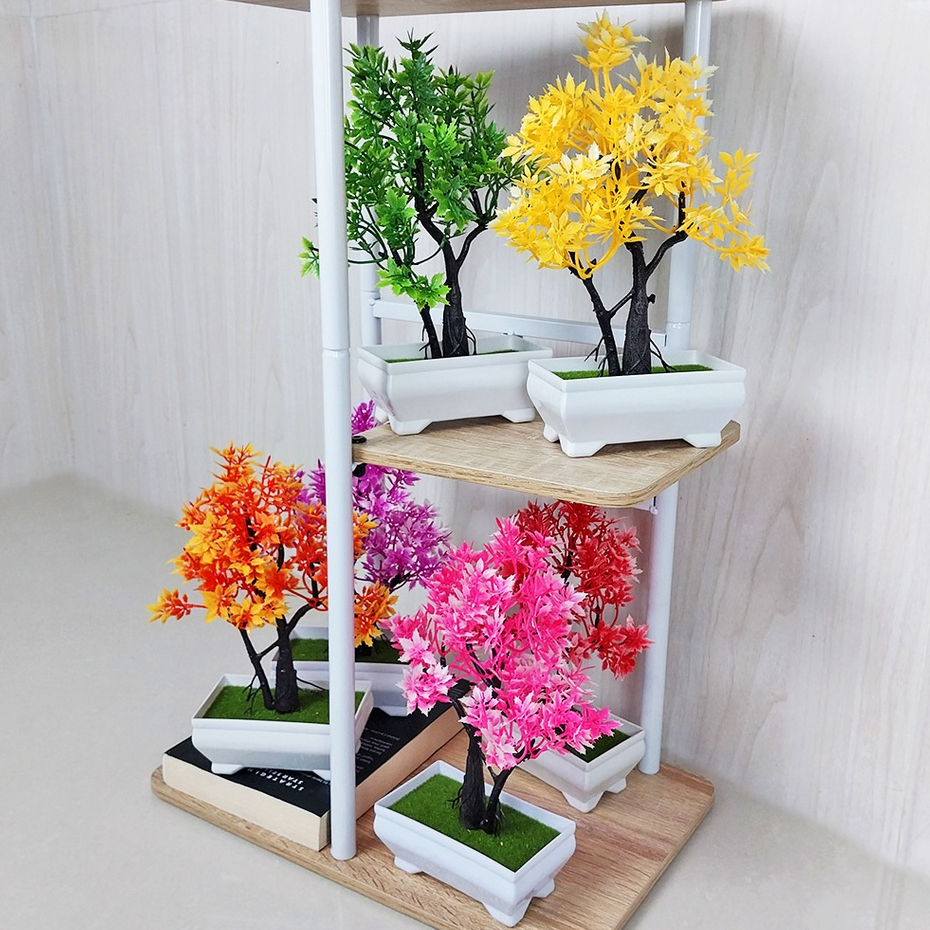 Satu7an PBP65 Tanaman Hias Plastik Ornamen Pohon Bonsai Pajangan Dekorasi Rumah Pot Bunga Hias Artificial Flower Indoor