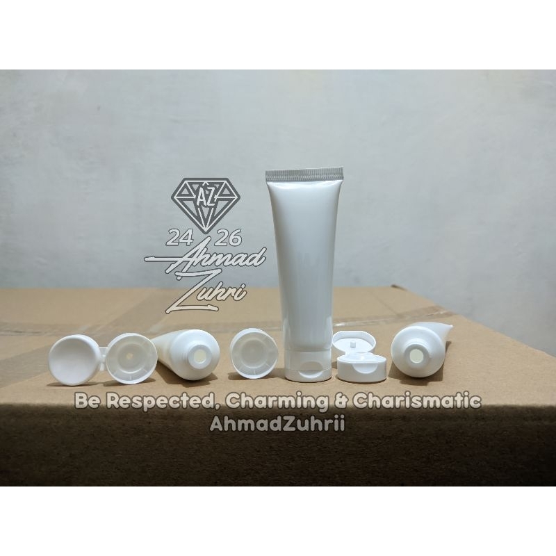 Tube Kosong 30ml Putih Glossy Fliptop Premium Minimal Order 25pcs - Botol Tube 30 ml Putih Mengkilap