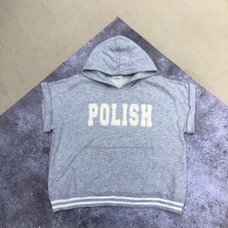 jaket jumper jemper Hoodie lengan pendek bordir abu #trz122 original brand asli ori