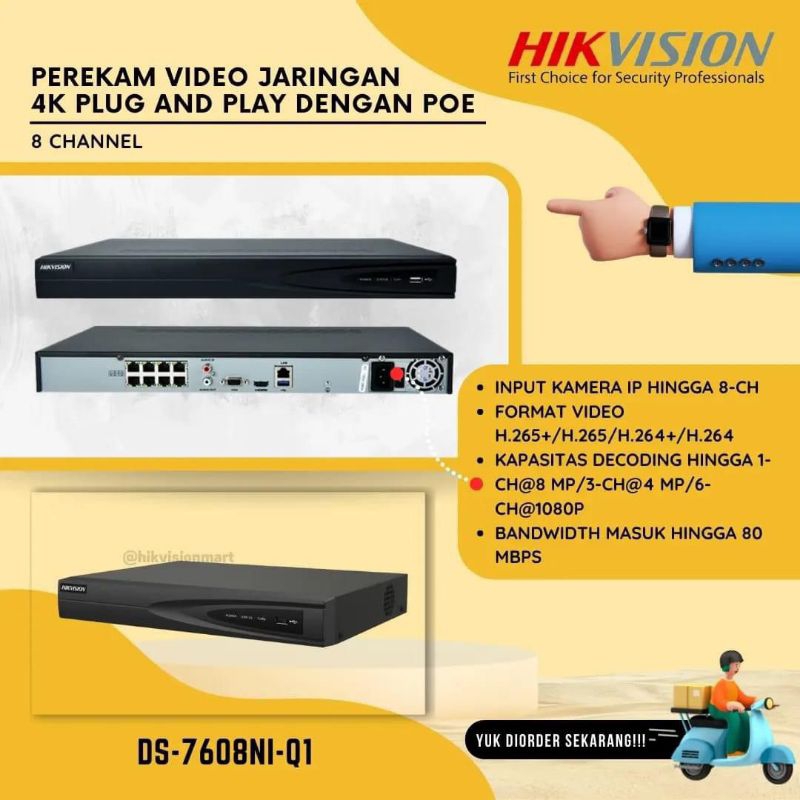 NVR HIKVISION 8 CHANNEL DS-7608NI-Q1