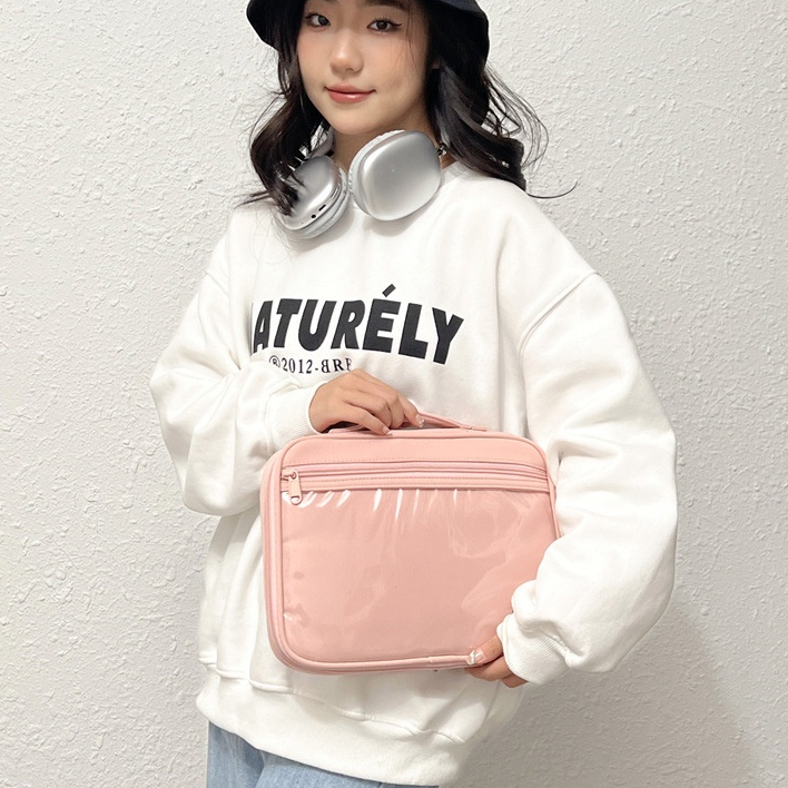 Sleeve Pouch Sarung Tas Bag Case Ipad Tab Tablet Macbook Air Pro Laptop Asus Acer Lenovo HP Huawei 11 12 13 14 15 inch Motif Gambar Smile Tranparan Warna Pink Hitam Black Biru Blue Khaki Lucu Cute Murah Korean Model Kuliah Kerja