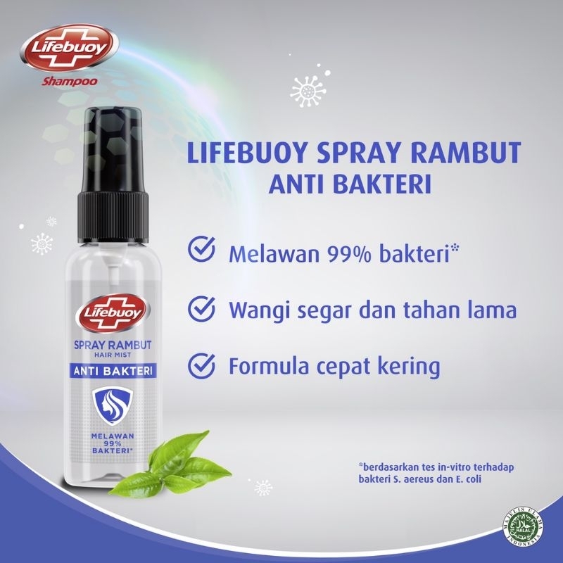 Lifebuoy Hair Mist 60ml Rambut 99% Anti Bakteri Tanpa Bilas 60 ML