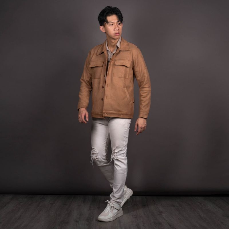signore modern suede jacket camel