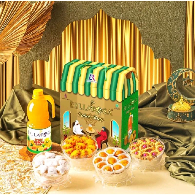 

BELLAROSA PAKET SIRUP SILATURAHMI 1 LITER DAN KUKER / KUE LEBARAN / HAMPERS LEBARAN