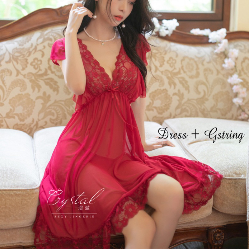 Crystal MIA Sexy Lingerie Dress Transparan Baju Tidur Sexy Lingerie Wanita Bigsize Fit M-XXL / Lingerie Jumbo Baju Sexy Wanita 296