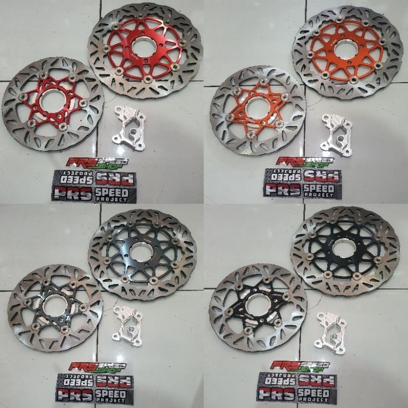 paket disc piringan satria 2tak depan belakang day vnd psm jfk 260mm plus adaptor braket hiu lumba 2