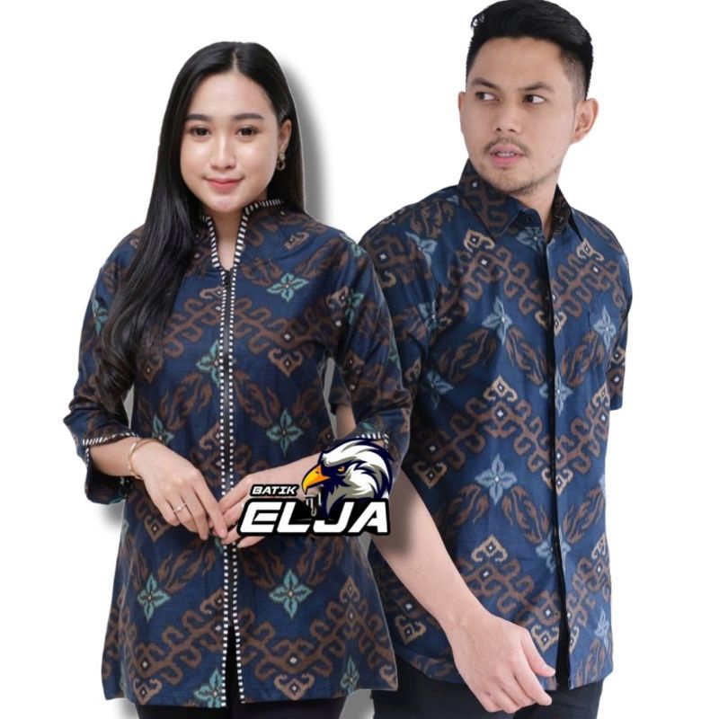 Baju Batik Couple Wanita Pria Pasangan Blouse Dan Hem Kemeja Lengan Pendek Modern Premium Bahan Halus Adem Motif Terbaru Terlaris