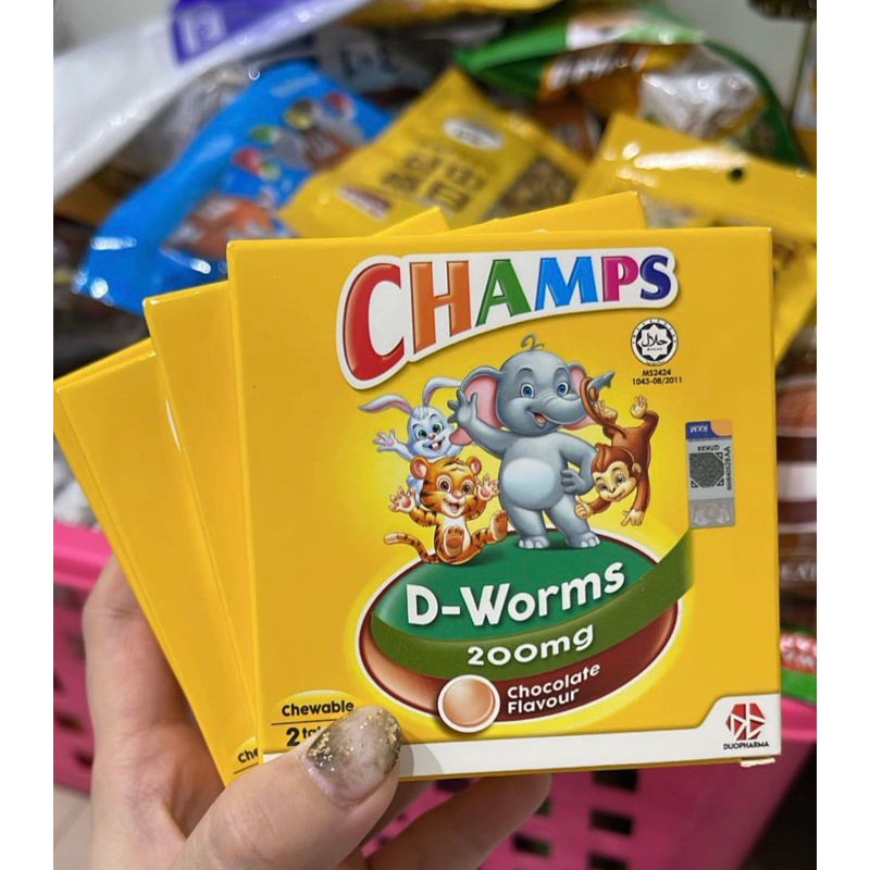 Champs D worms 200mg Obat Cacing Original Malaysia - isi 2 tablet