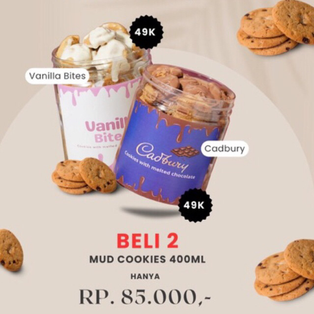 

Paket Combo 2 Varian Mud/Melted Cookies (Vanilla+Cadbury)