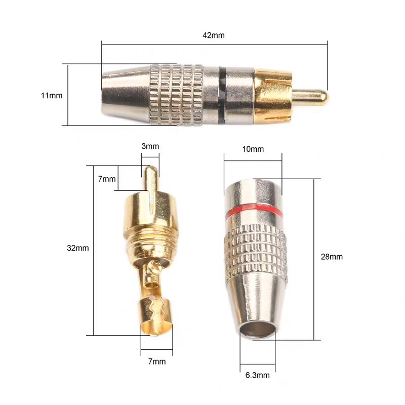 JACK RCA / JEK RCA GOLD METAL SILVER GRIP / JECK RCA JAGUNG / JACK AUDIO  BAGUS ORIGINAL harga 1 pasang