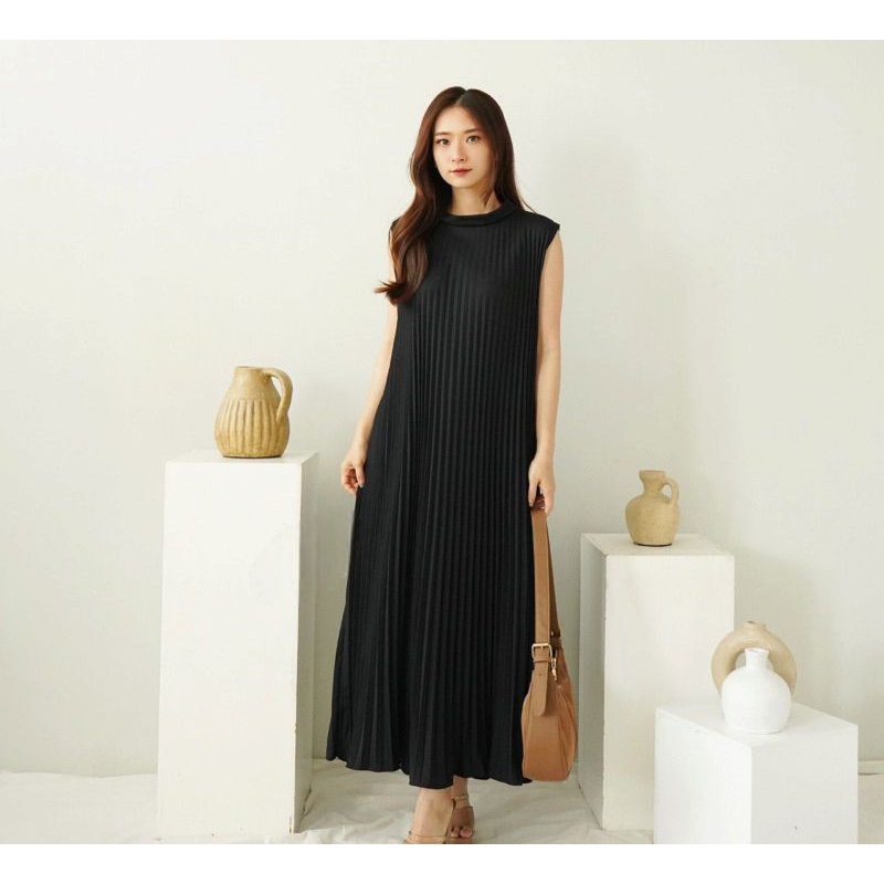Dress Plisket Maxi Premium / Inner Plisket /Gamis Plisket Payung / Dress Bumil