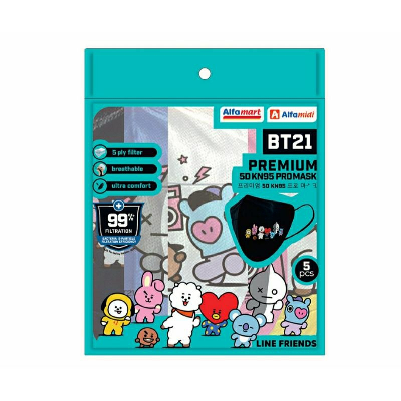 Alfamart BT21 Masker Adult KN95 5D 5 ply  - Isi 5 pcs