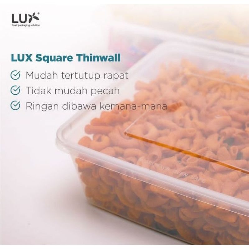 

Thinwall 1000 ML & 1500 ML Square Lux / Lux Food Container Square / Wadah Makan Plastik