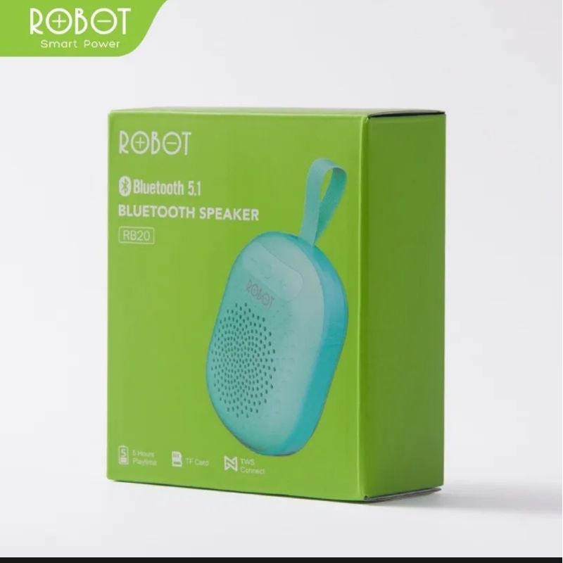 ROBOT RB20 Speaker TWS Bluetooth 5.1 Mini Portable With RGB Light Blue Garansi Original