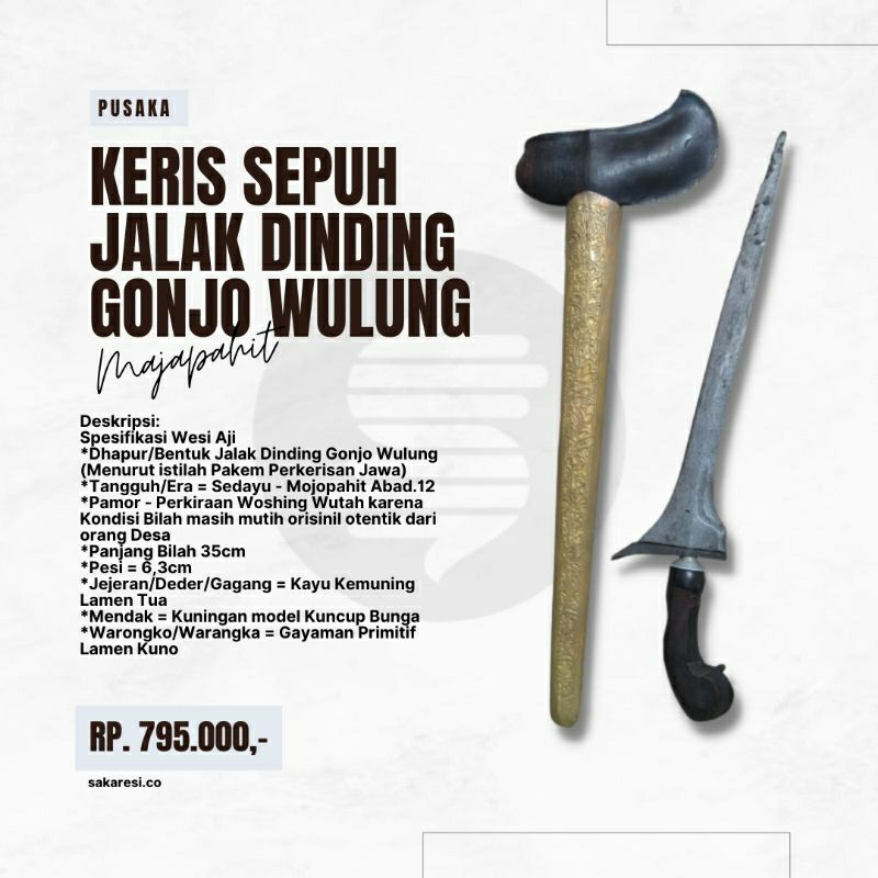 Keris Sepuh Jalak Dinding - Era Pajajaran Tua Kuno Langka ORI Antik Asli Lawas