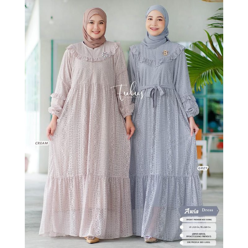 AWIA DRESS BY TULUS SIGNATURE / DRESS LEBARAN / gamis brokat busui