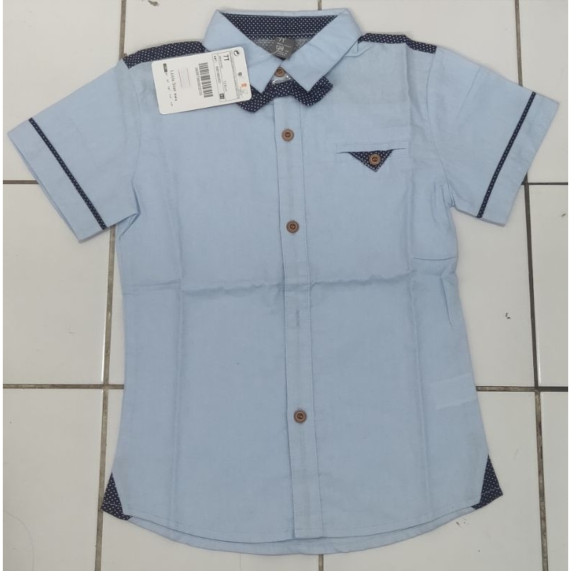 baju anak laki import kemeja dasi kupu2 putih biru navy