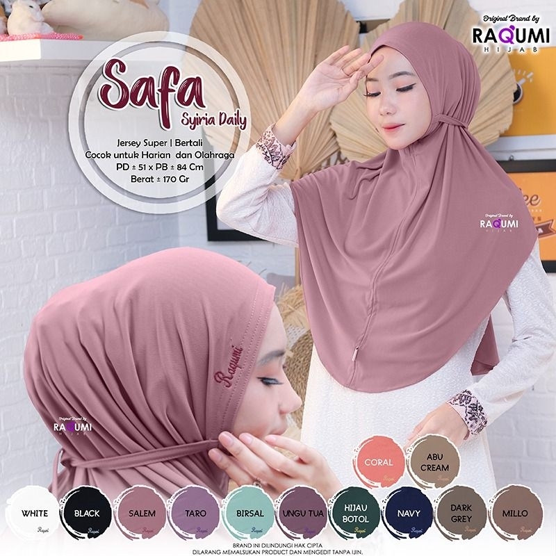 SAFA RAQUMI HIJAB DAILY HIJAB SPORT PREMIUM HIJAB safa marundankunyit ghisa pupus teva kunyit