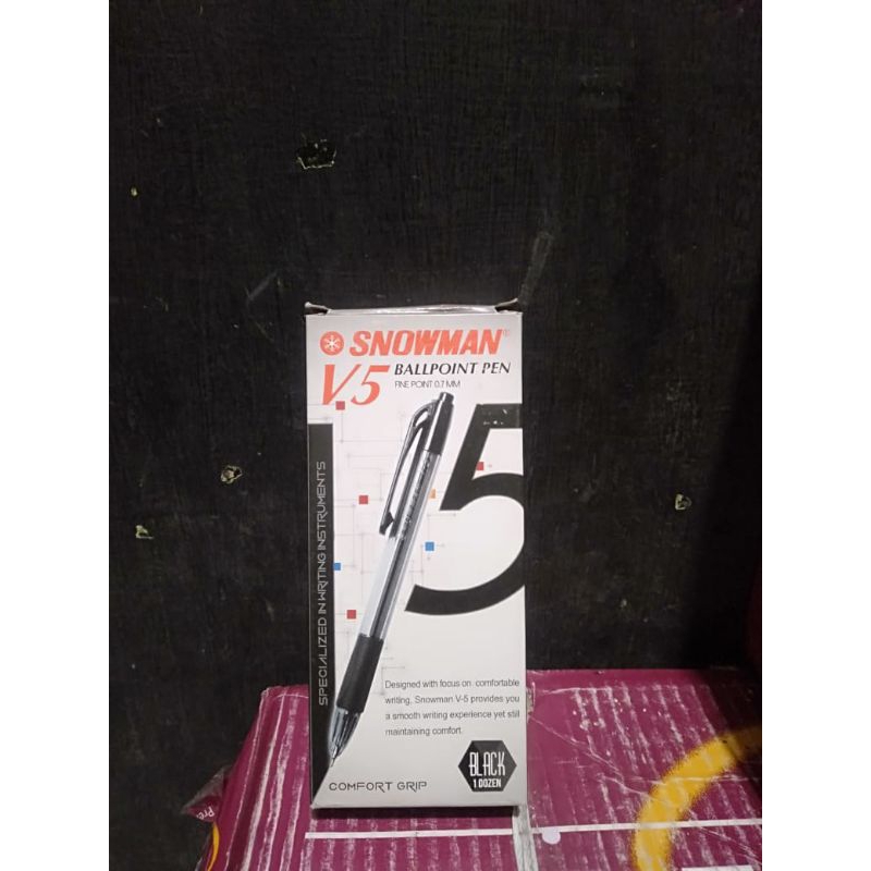 Pulpen Snowman V5 hitam 0.7mm 1 pack