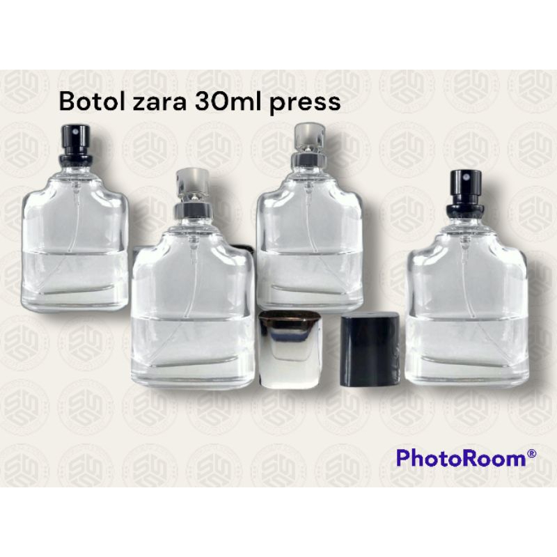 botol zaraa zaza press 30 ml silver dan hitam