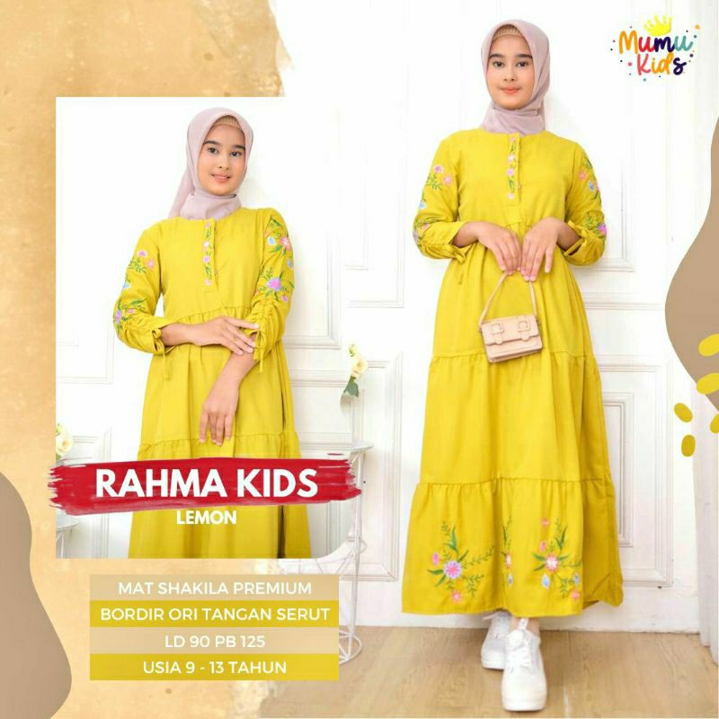 TKG - RAHMA FIDA MASY KIDS Gamis Anak Perempuan Katun Shakila Bordir Ori by Mumu Fashion Kids