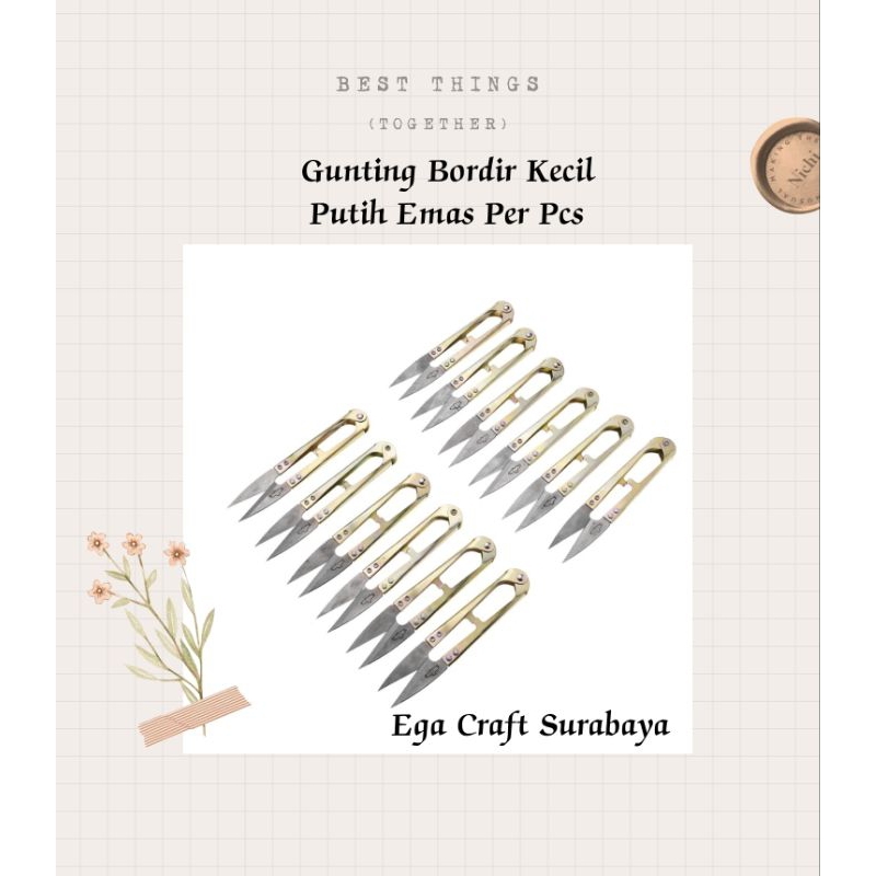 Gunting Bordir Kecil Putih Emas Per Pcs