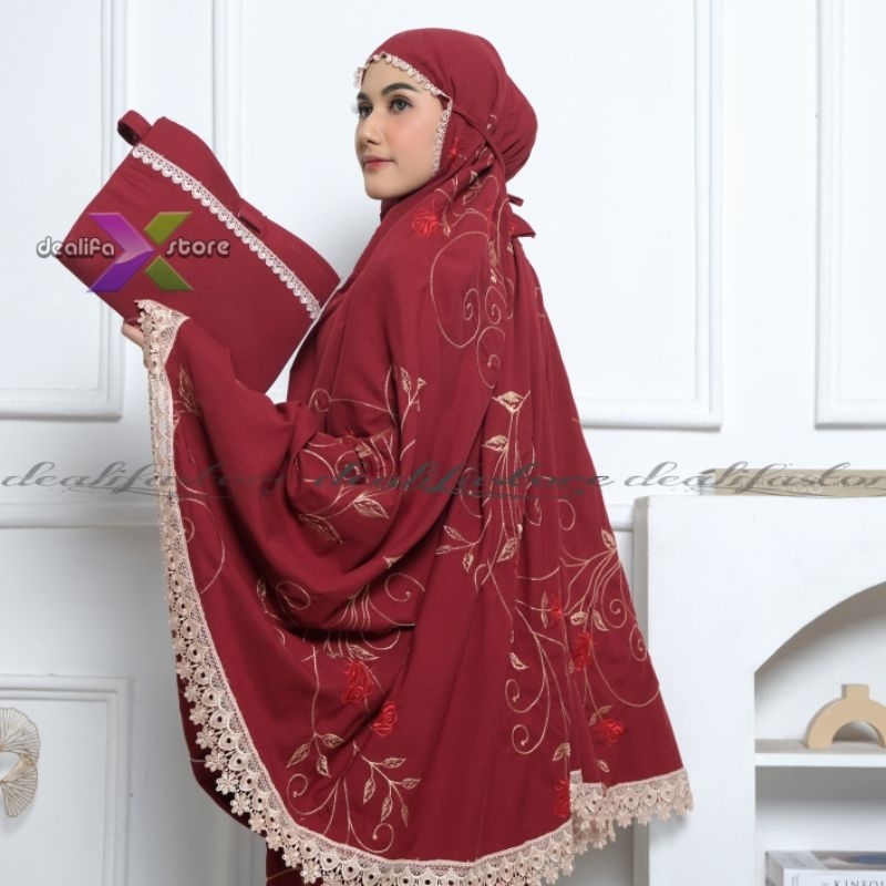 Mukena Dewasa Bordir Bunga Rose Katun Premium