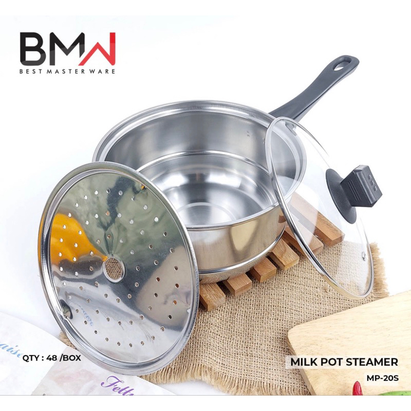 Milk Pot Steamer Panci Kukus Tutup Kaca Stainless