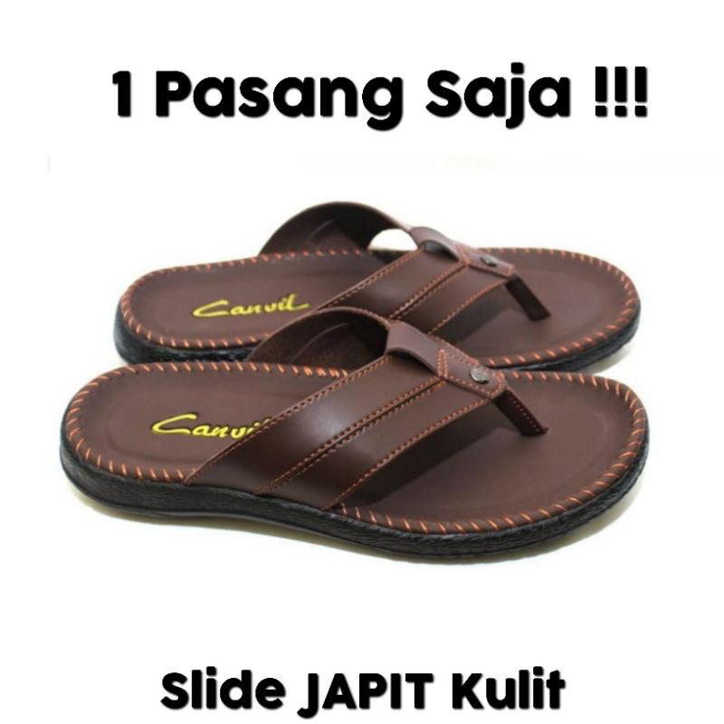 Sandal Slop Pria Beli 1 Gratis 1 Sandal Selop Terbaru Kulit Warna Slide Slip On Japit Casual Buy 1 Get 1