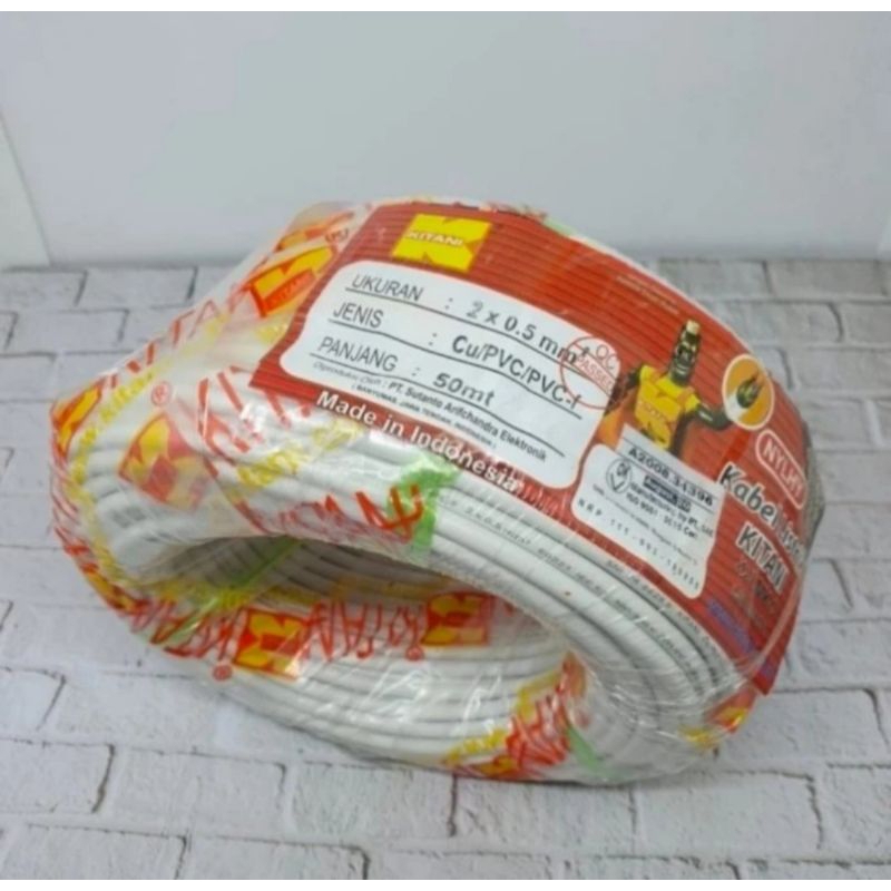 Kabel Listrik NYMHY 2x0.5 mm 50 Meter Putih Kitani